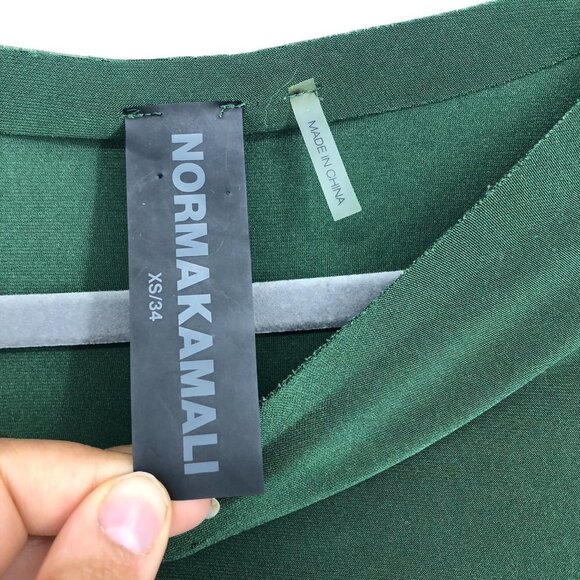 Norma Kamali Forest Green Long Sleeve Boat Neck Raw Hem Blouse XS - Picture 3 of 14